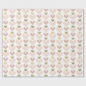 Cadeau Gold Pink Hearts Valentine's Day Wrapping Papier (Plat)