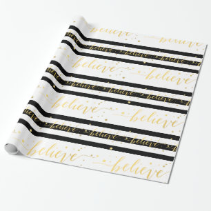Cadeau Gold Shine Believe Papier d'emballage de vacance