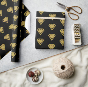 Cadeau Gold Superhero Friend Valentine Wrapper Papier
