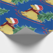 Cadeau Goldendoodle Christmas Sled Blue Wrapper Papier (Coin)
