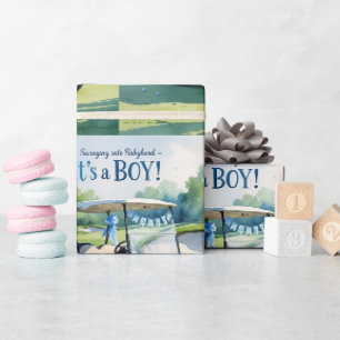 Cadeau Golf Baby shower garçon Bleu thème papier envelopp