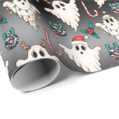 Cadeau Goth Fantôme Papier d'enveloppement de Noël foncé (Coin rond)