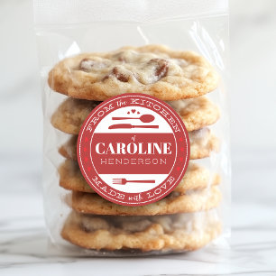 Cadeau Gourmand Fait Avec Amour Autocollant Rouge