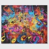Cadeau Graffiti Musical Notes Papier d'enveloppement (Plat)