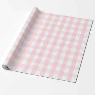 Cadeau Grand papier d'emballage de guingan rose-clair et