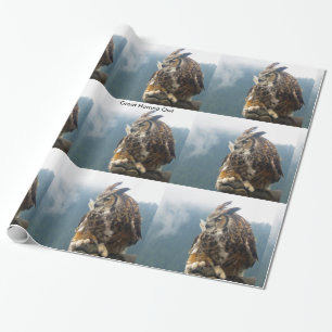 Cadeau Grand papier d'emballage de hibou à cornes