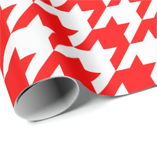 Cadeau Grand papier d'emballage de pied-de-poule rouge et