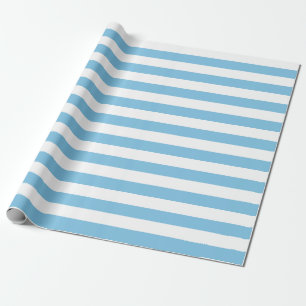 Cadeau Grand papier d'emballage de rayures bleu-clair et