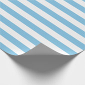 Cadeau Grand papier d'emballage de rayures bleu-clair et (Coin)