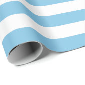 Cadeau Grand papier d'emballage de rayures bleu-clair et (Coin rond)