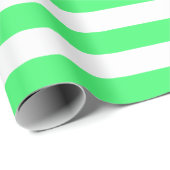 Cadeau Grand papier d'emballage de rayures vert clair et (Coin rond)