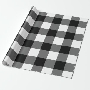 Cadeau Grand papier d'emballage en vichy noir et blanc