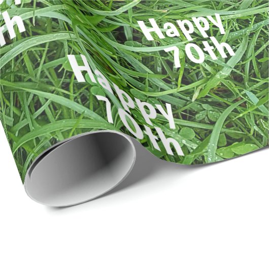 Cadeau Grass vert 70e Anniversaire Papier d'enveloppement (Coin rond)