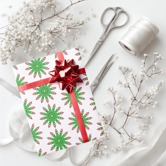 Cadeau Green Christmas Snowflakes Dons Papier à enveloppe