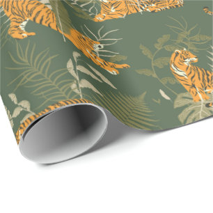 Cadeau Green Tiger Jungle Safari papier enveloppement rou