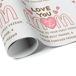 Cadeau Grey Love You Maman Envelopper du papier