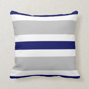Cadeau gris de coussin de divan de rayure de bleu