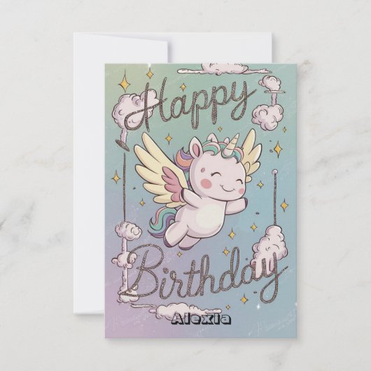 Cadeau Groet Eenhoorn Verjaardag Kaart (Voorkant)