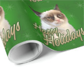 Cadeau Grumpy Chat Joyeux Vacances Envelopper Papier (Coin rond)