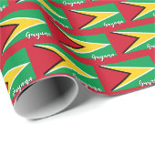Cadeau Guyana Papier à envelopper, rouge, Guyana Drapeau (Coin rond)