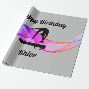Cadeau Gymnastique Anniversaire Gris Papier