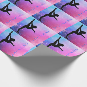 Cadeau Gymnastique Rose & Bleu Nom personnalisé Papier d'