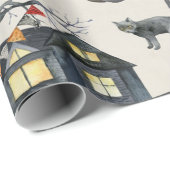 Cadeau Halloween Haunted House Wrapper Papier (Coin rond)
