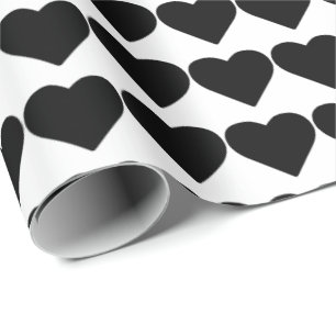 Cadeau HAMbyWG Papier à envelopper - Coeurs noirs sur bla