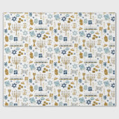 Cadeau Hanoukka Doodles joli papier à envelopper illustré (Plat)