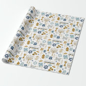 Cadeau Hanoukka Doodles joli papier à envelopper illustré (Déroulé)