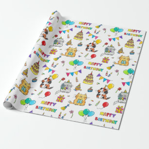 Cadeau Happy Birthday Cats papier d'emballage par Nicole