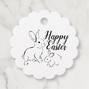 Cadeau Happy Easter Line Art Bunny Rabbit Étiquettes modi