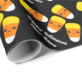 Cadeau Happy Halloween noir Candy Corn papier d'emballage (Coin rond)