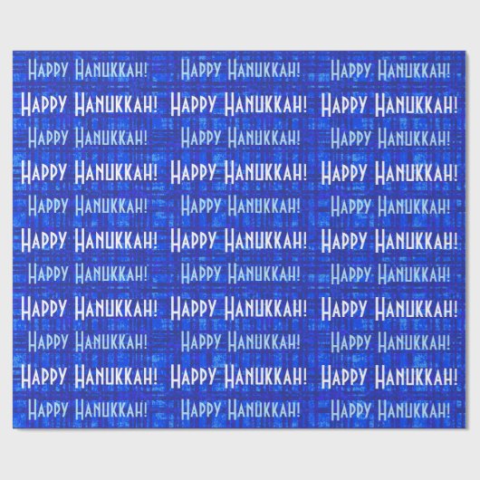 Cadeau Happy Hanoukka blanc et bleu Plaid papier (Plat)