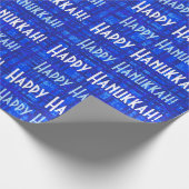 Cadeau Happy Hanoukka blanc et bleu Plaid papier (Coin)