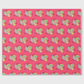 Cadeau Happy Hour Retro Girl Wrapper Papier (Plat)