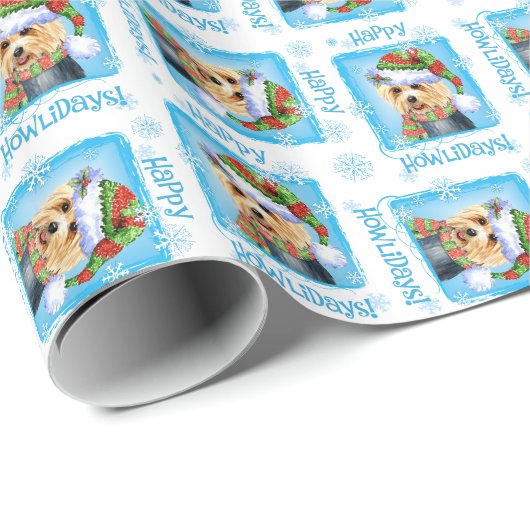 Cadeau Happy Howlidays Australian Terrier Wrapping Papier (Coin rond)