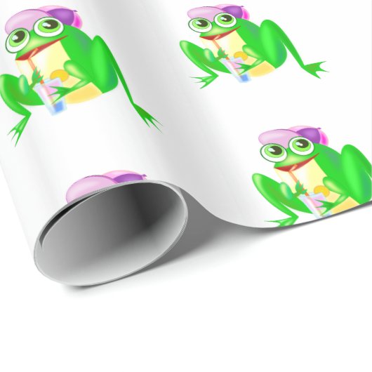 Cadeau Happy Party Frog Wrapper Papier (Coin rond)