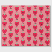 Cadeau Happy Strawberry Ajouter un nom Wrapping Papier (Plat)