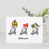 Cadeau, hart en bloem feestdagenkaart (Staand voorkant)