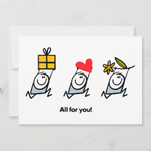 Cadeau, hart en bloem feestdagenkaart