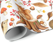 Cadeau Hérisson et écureuils enveloppant du papier (Coin rond)