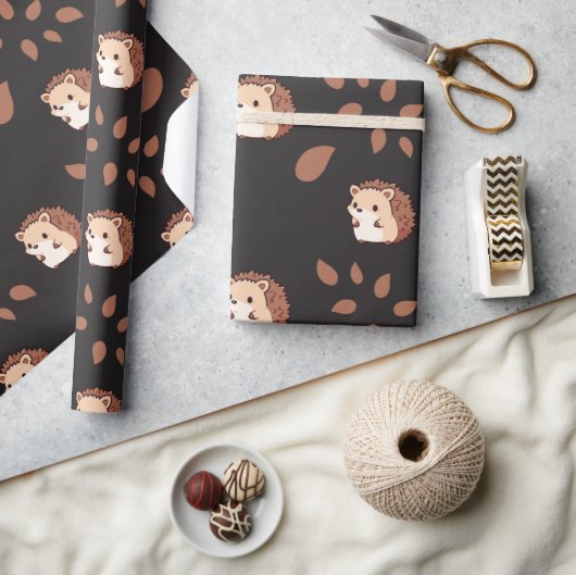 Cadeau Hérisson noir foncé d'automne Hérisson papier d'en (Artisanat)