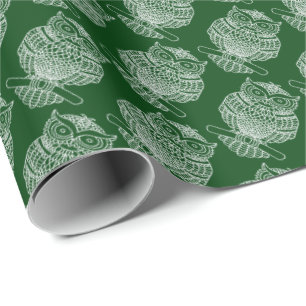 Cadeau Hibou (vert foncé) - Papier d'emballage
