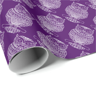 Cadeau Hibou (violet foncé) - Papier d'emballage