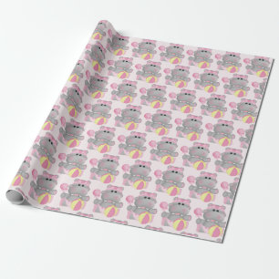 Cadeau Hippo mignonne avec du papier à baguette et à boul