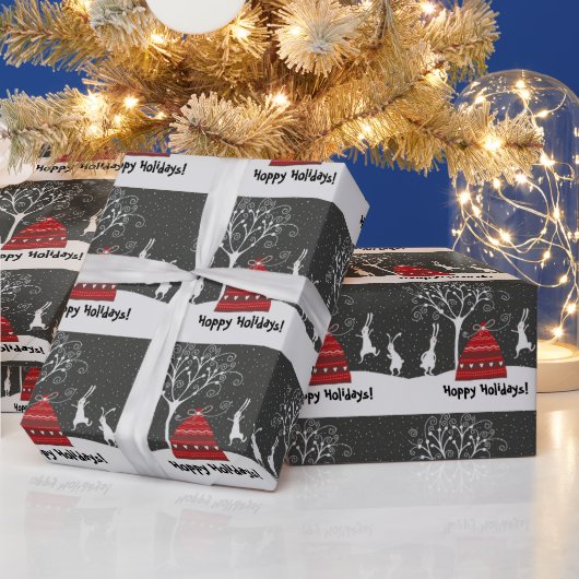 Cadeau Hiver Bunny Hoppy Vacances Enveloppement Papier (Vacances)