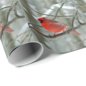 Cadeau (Hiver) papier d'emballage cardinal rouge (Coin rond)