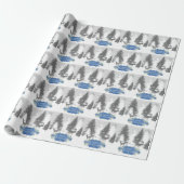Cadeau Hiver Wonderland Wrapper Papier - Bleu (Déroulé)