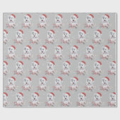 Cadeau Husky de Noël avec papier d'enveloppement de chape (Plat)